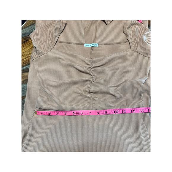 Bodycon Ribbed Knit Dress Size Large Butterscotch Back Slit Reformation Bleeker - Picture 13 of 14